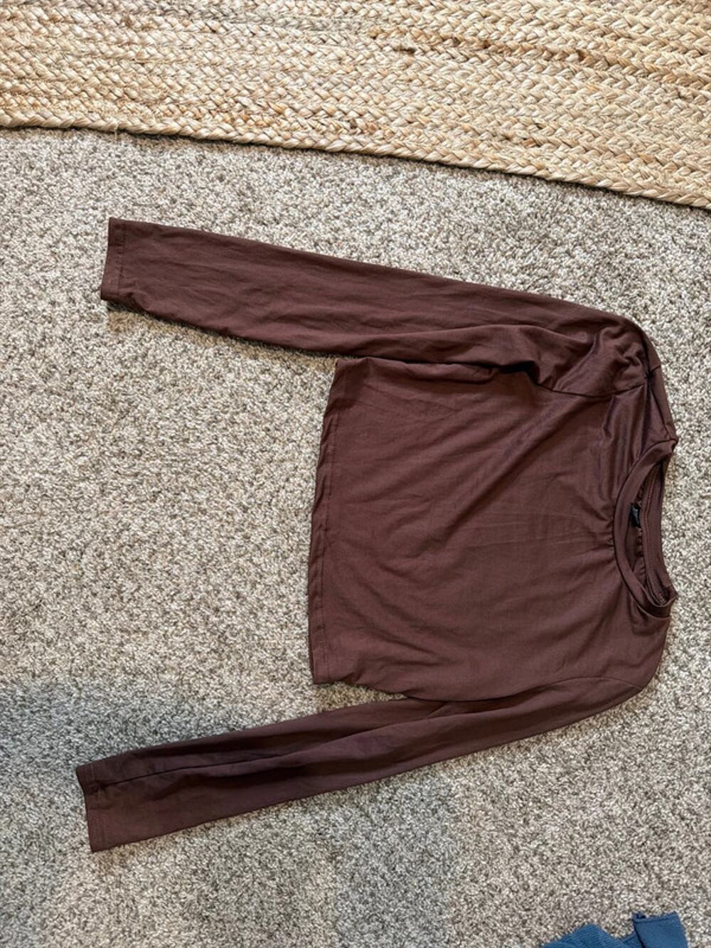 3 for $9 Shein check the brown long sleeve crop top EUC 6 3042